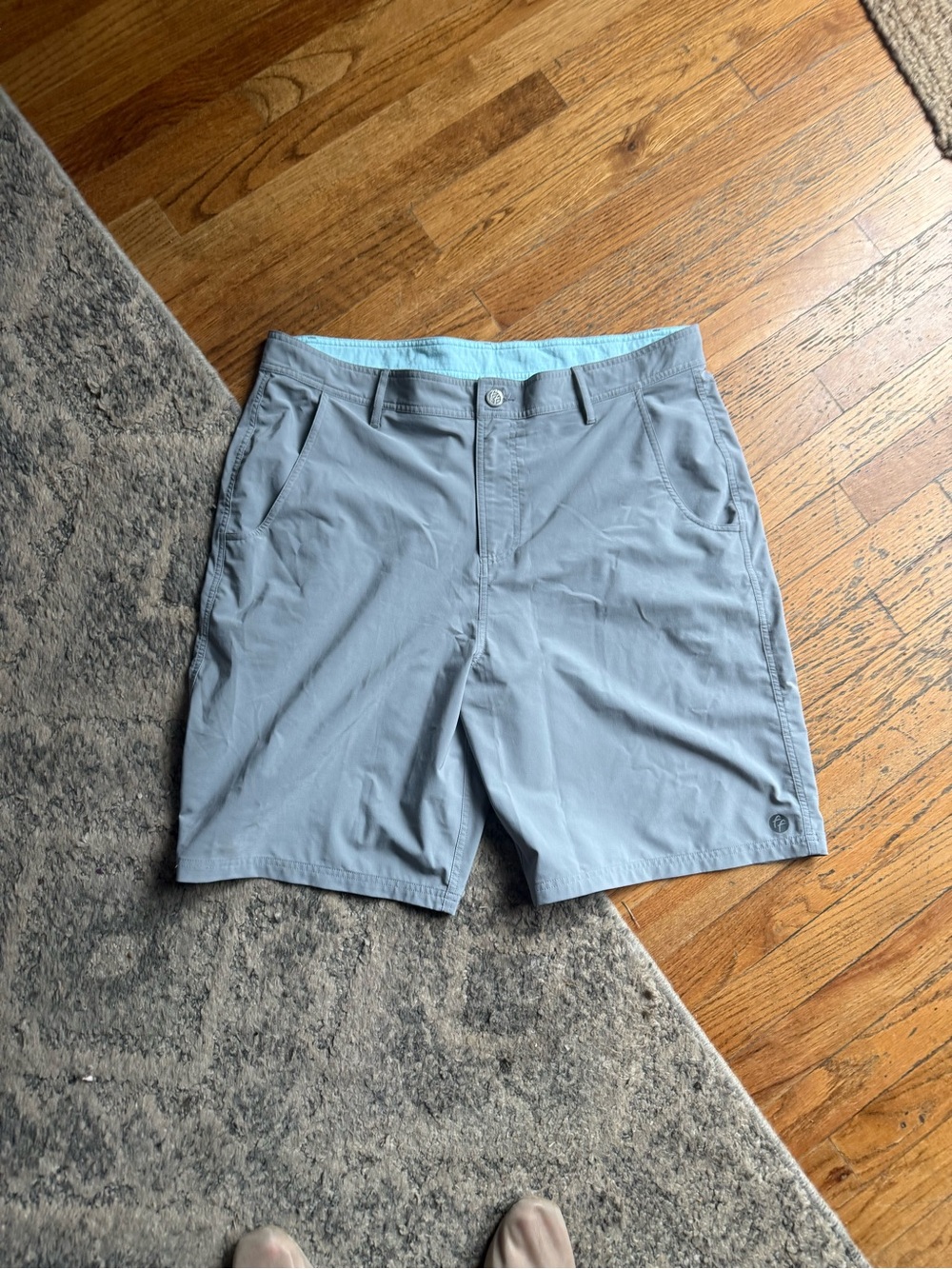 Men's Free Fly Light Gray Performance Shorts - Casual Everyday Wear Sz:38